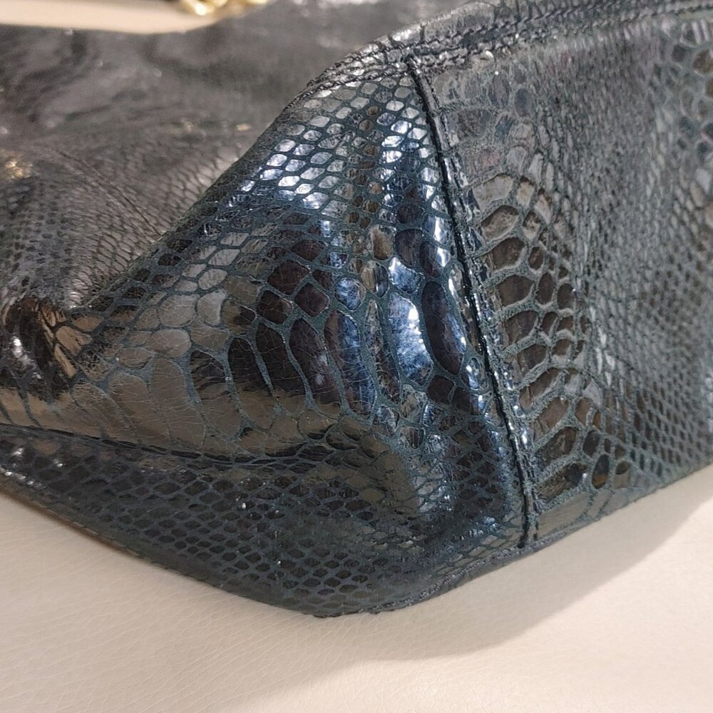 Michael Kors Black Python Embossed Leather Tote G… - image 5